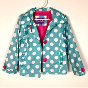 Pink Platinum Girl's Blue Coat w/ White Polka Dots & Pink Details Size 4T